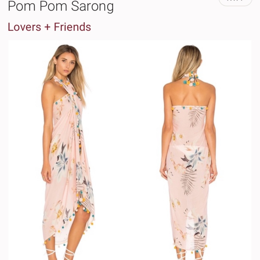 NWT Lovers + Friends Tropical Floral PomPom Sarong